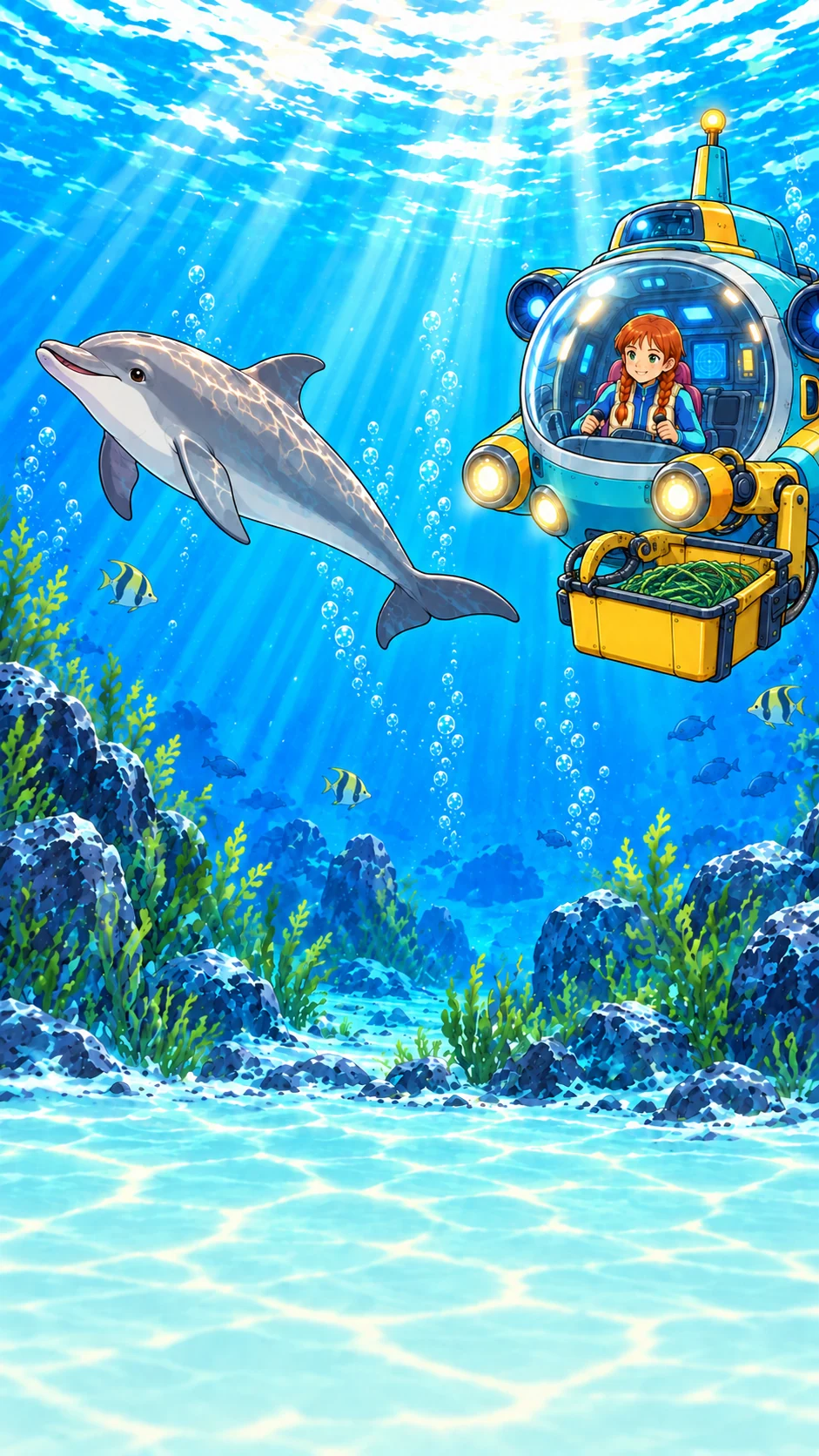 The green net rests inside Ripple's yellow collection basket beneath Marin's cockpit.