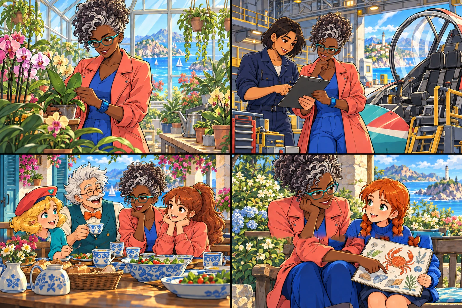 Vivienne tends the orchids in her bright seaside conservatory, carefully looking at a new leaf.